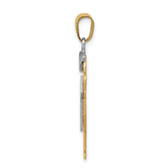 14k Two-tone The Kids Medium Boy with Hat on Left A Diamond Kiss Pendant