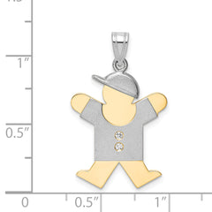 14k Two-tone The Kids Medium Boy with Hat on Right VS Diamond Joy Pendant