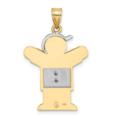 14k Two-tone The Kids Medium Boy with Hat on Right AAA Diamond Love Pendant