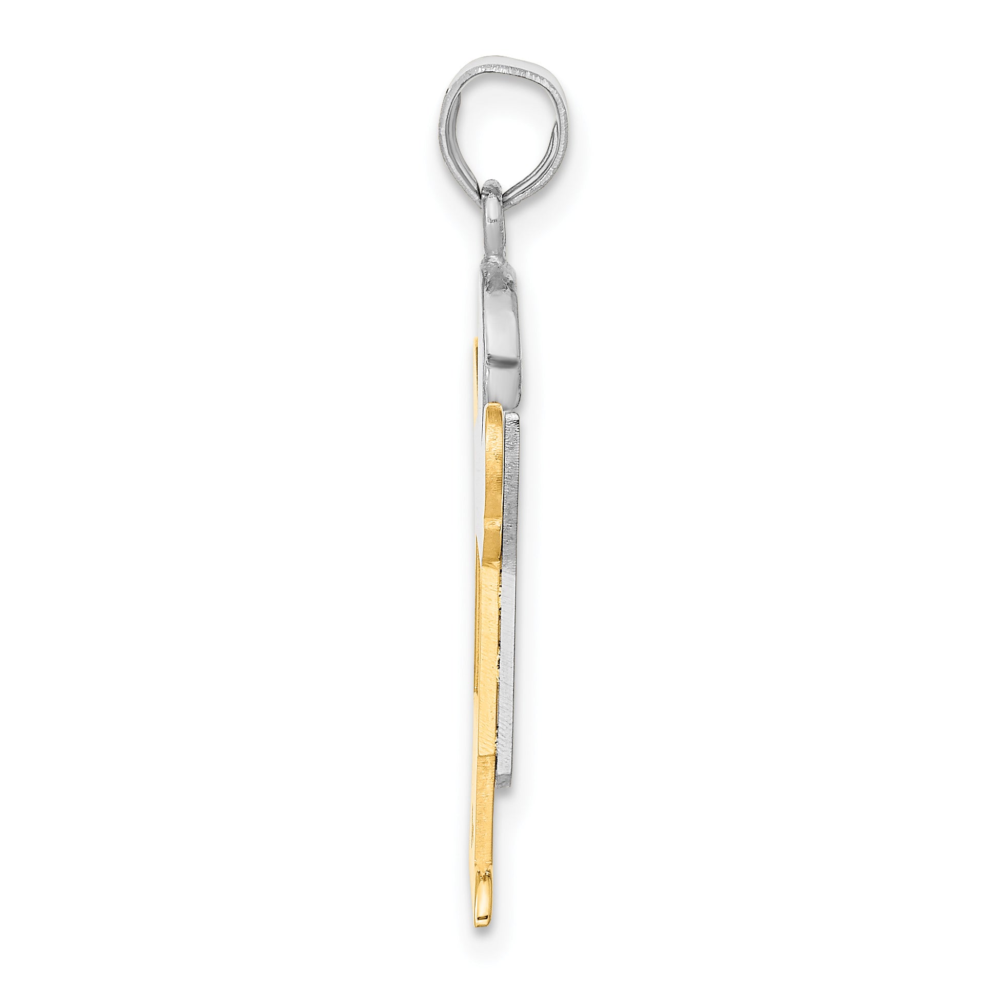 14k Two-Tone The Kids Medium Boy in Overalls with Hat on Left Charm Mounting (No Stone Included)