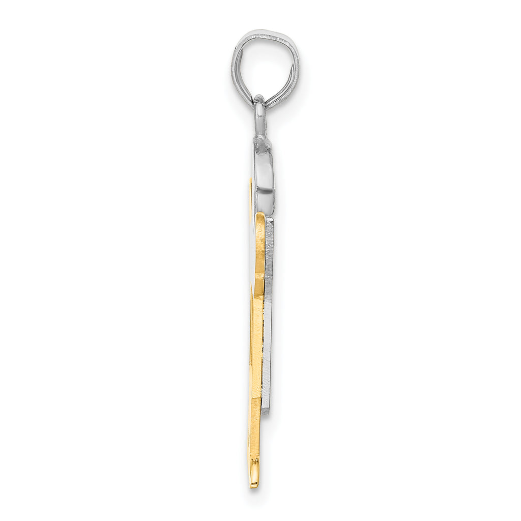 14k Two-Tone The Kids Medium Boy in Overalls with Hat on Left Charm Mounting (No Stone Included)
