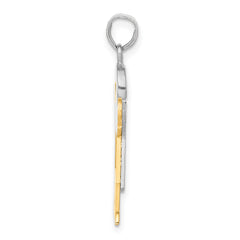 14k Two-Tone The Kids Medium Boy in Overalls with Hat on Left Charm Mounting (No Stone Included)