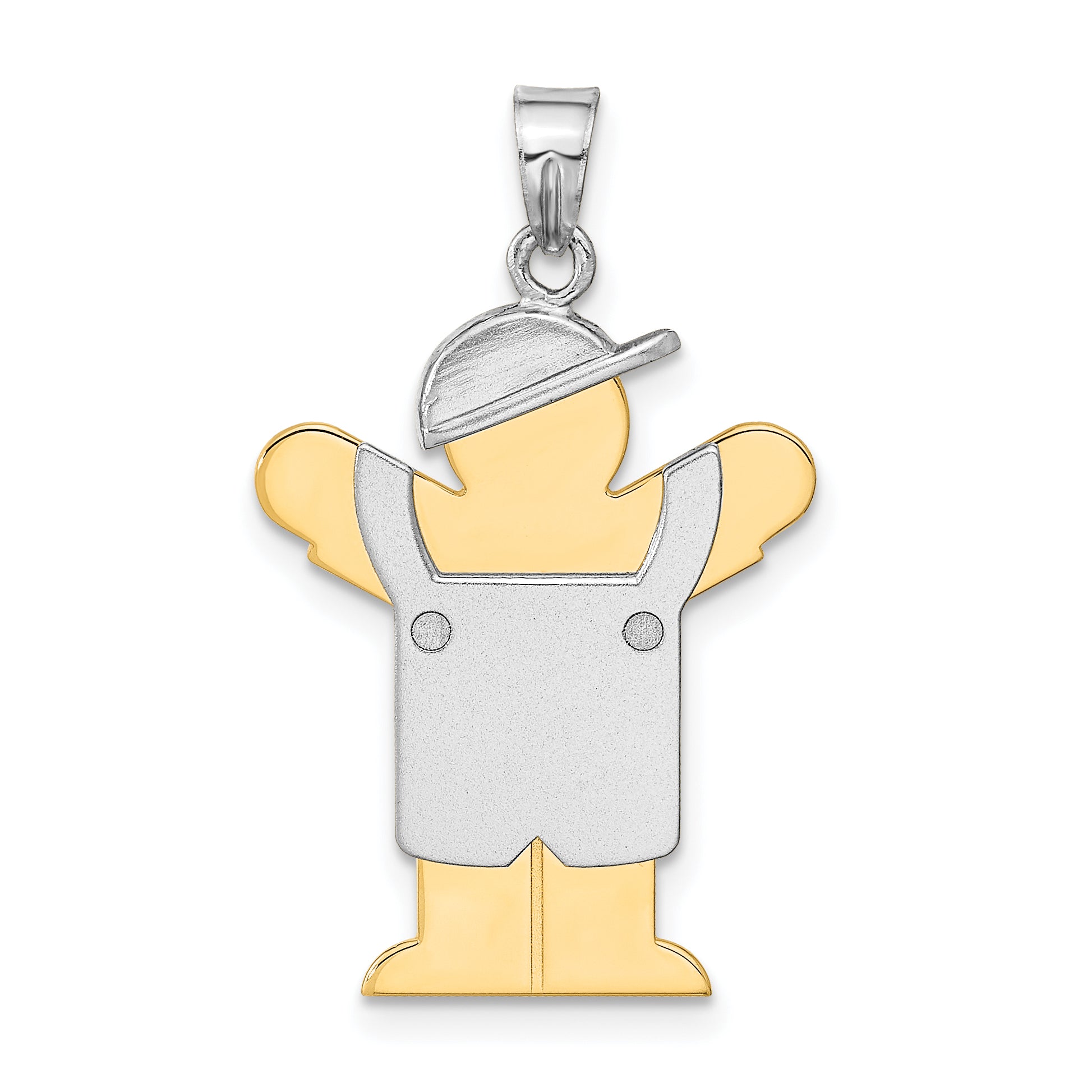 14k Two-Tone The Kids Medium Boy in Overalls with Hat on Left Charm Mounting (No Stone Included) Main image