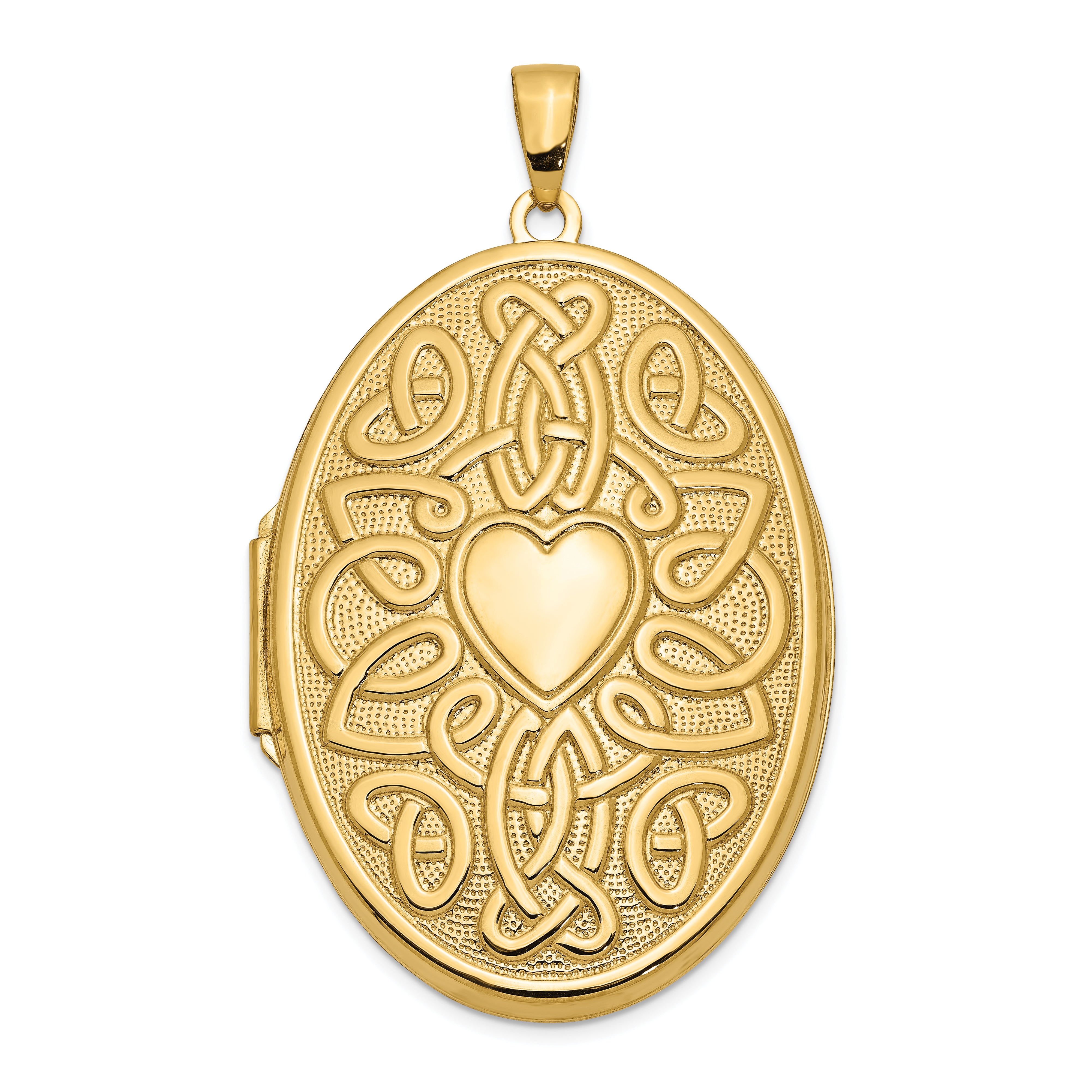 14k Celtic Knot Heart with Poem on Reverse 38mm Oval Locket
