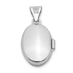 14k White Gold Polished Plain 13mm Oval Locket