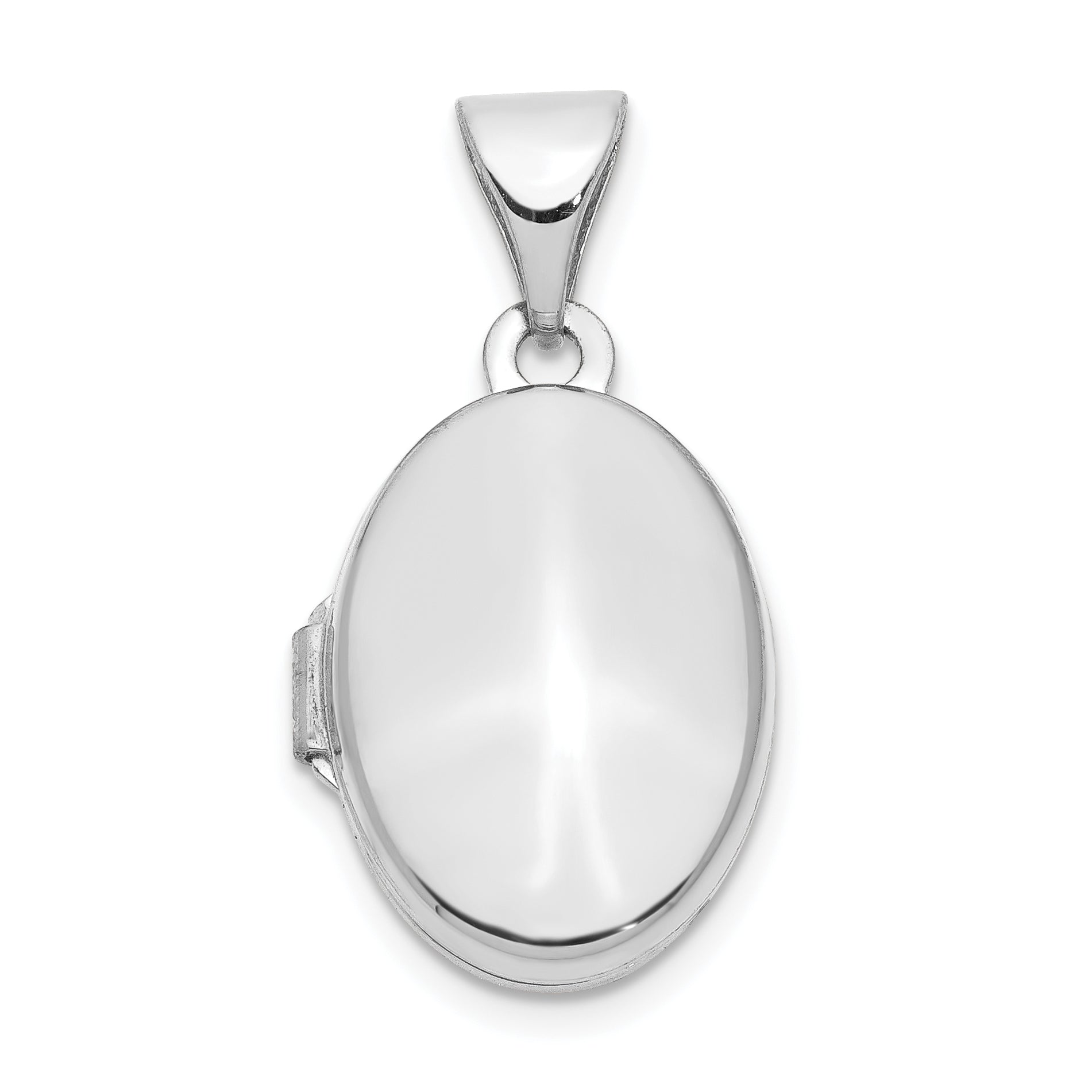 14k White Gold Polished Plain 13mm Oval Locket Main image