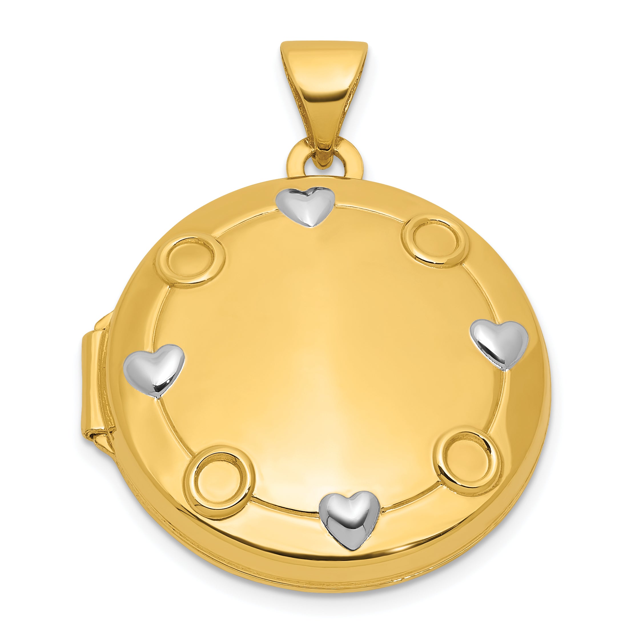 14k and White Rhodium OUR CIRCLE OF LOVE GOES AROUND AND NEVER ENDS Black Oil Reversible 20mm Round Locket Main image