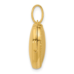 14k Polished with Beaded Edge Border 18mm Heart Locket