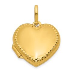 14k Polished with Beaded Edge Border 18mm Heart Locket
