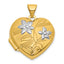 14k and White Rhodium Polished Flowers 18mm Heart Locket
