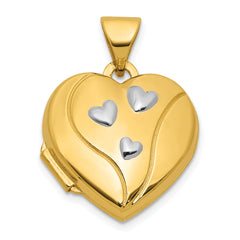 14k and White Rhodium MY LOVE MY LIFE MY FOREVER on Reverse 15mm Heart Locket