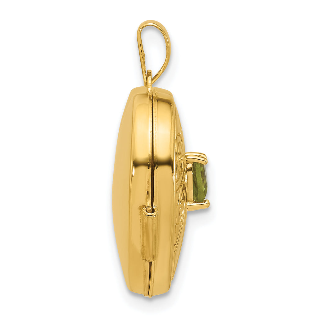 14k Polished Peridot August Birthstone 18mm Heart Locket