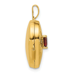 14k Polished Garnet January Birthstone 18mm Heart Locket