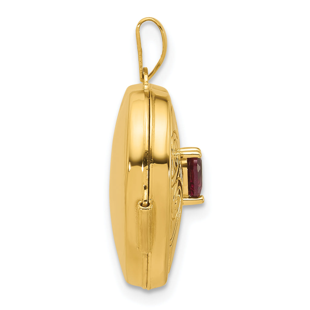14k Polished Rhodolite Garnet June Birthstone 18mm Heart Locket