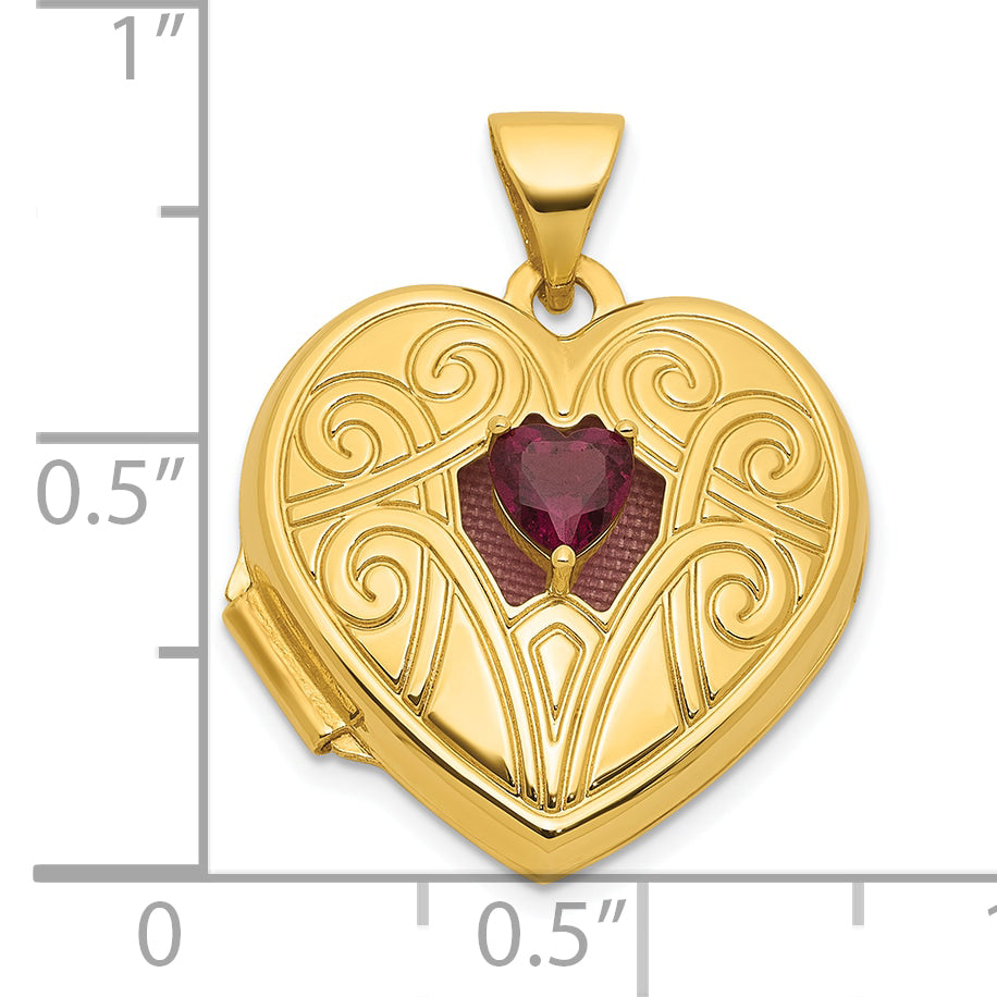 14k Polished Rhodolite Garnet June Birthstone 18mm Heart Locket