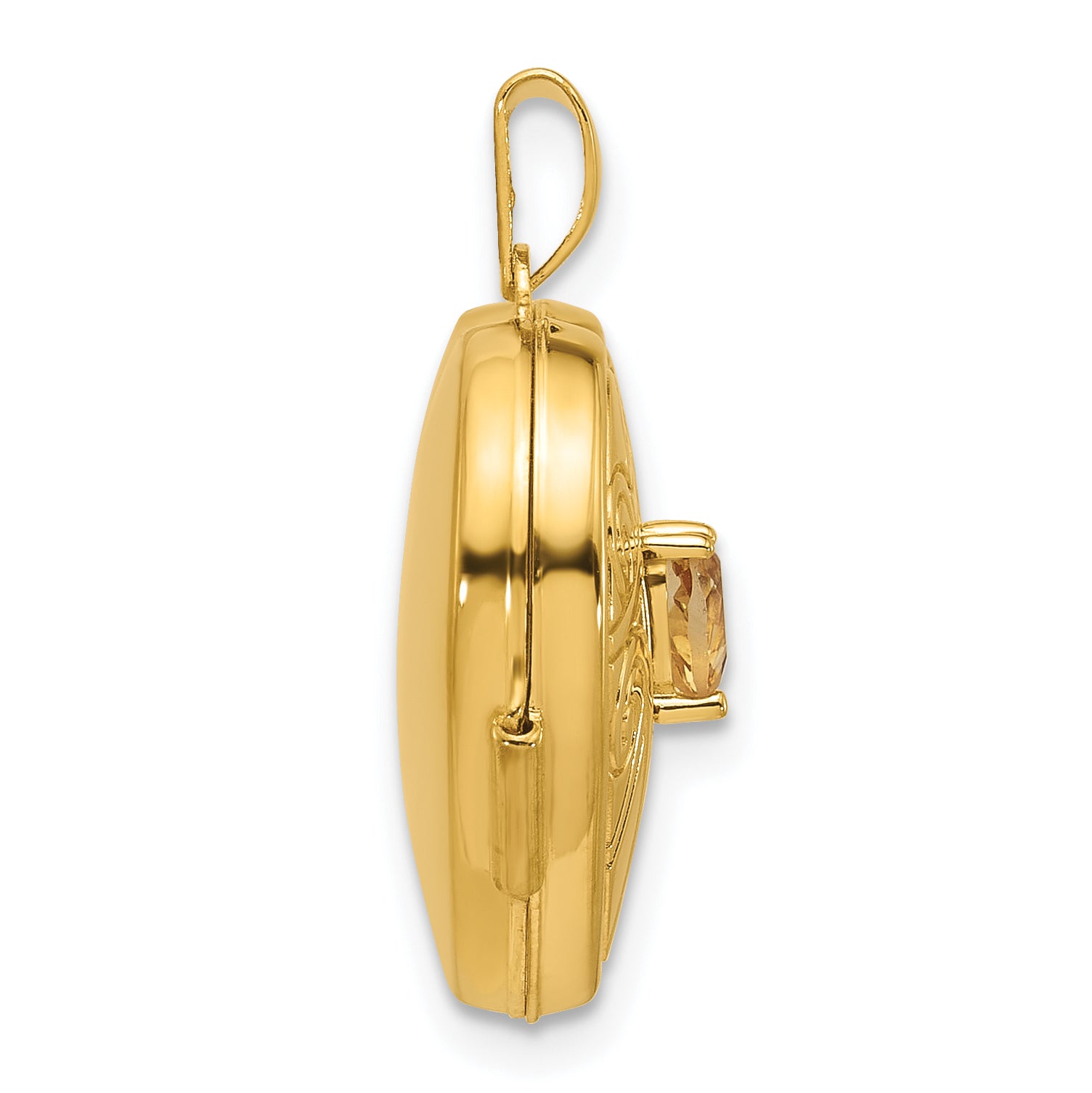 14k Polished Citrine November Birthstone 18mm Heart Locket Secondary image
