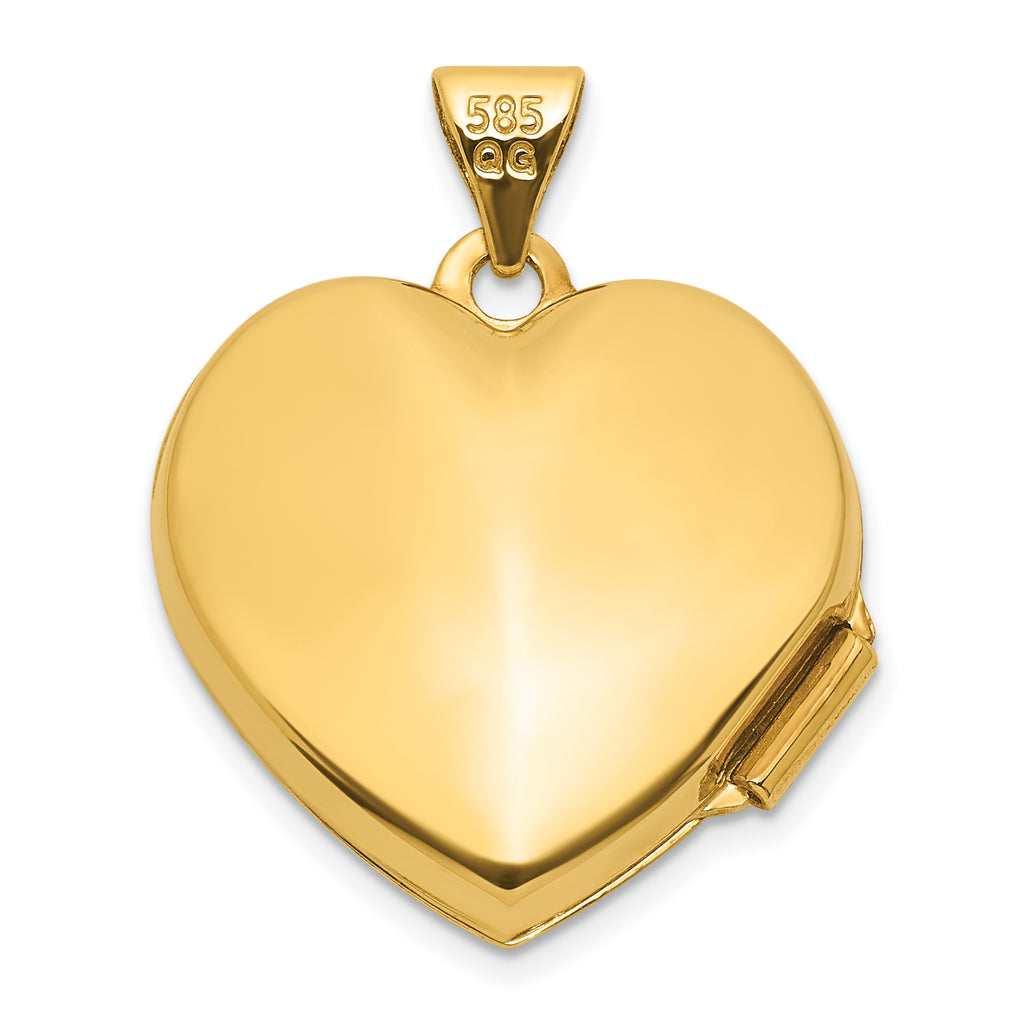 14k Polished Open Cross with Blue Fabric Interior 18mm Scrolled Heart Locket