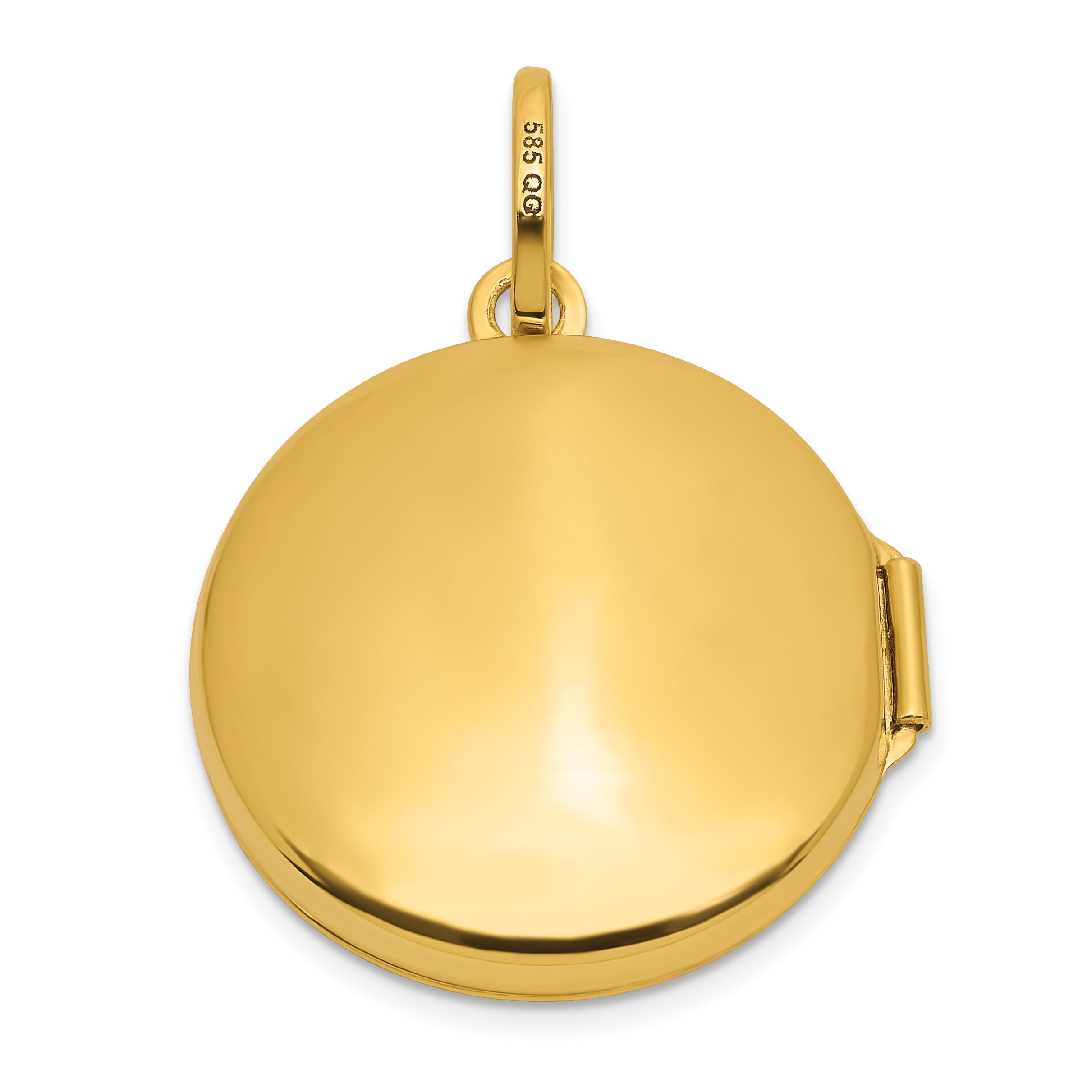14k Polished with Beaded Border 20mm Round Locket