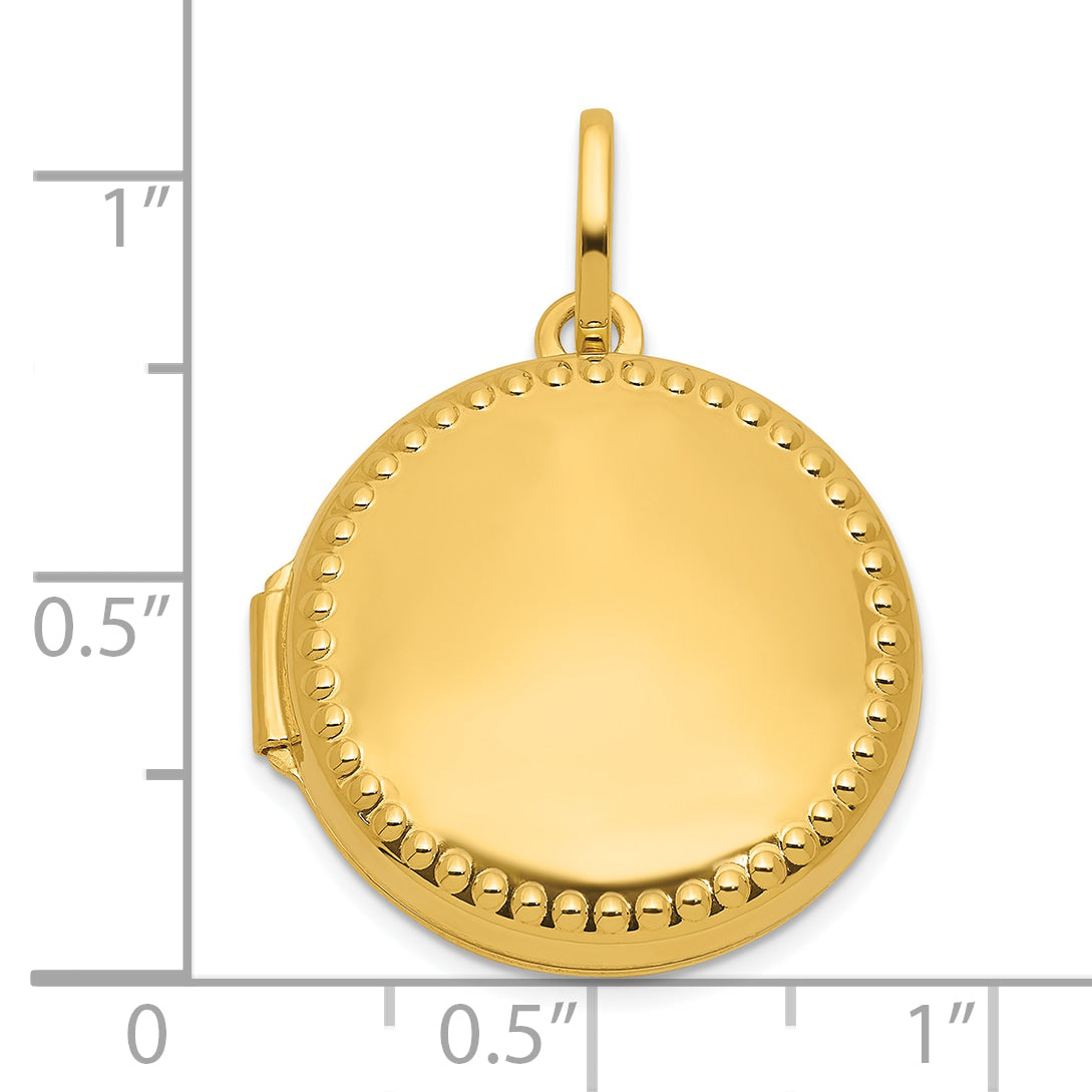 14k Polished with Beaded Border 20mm Round Locket