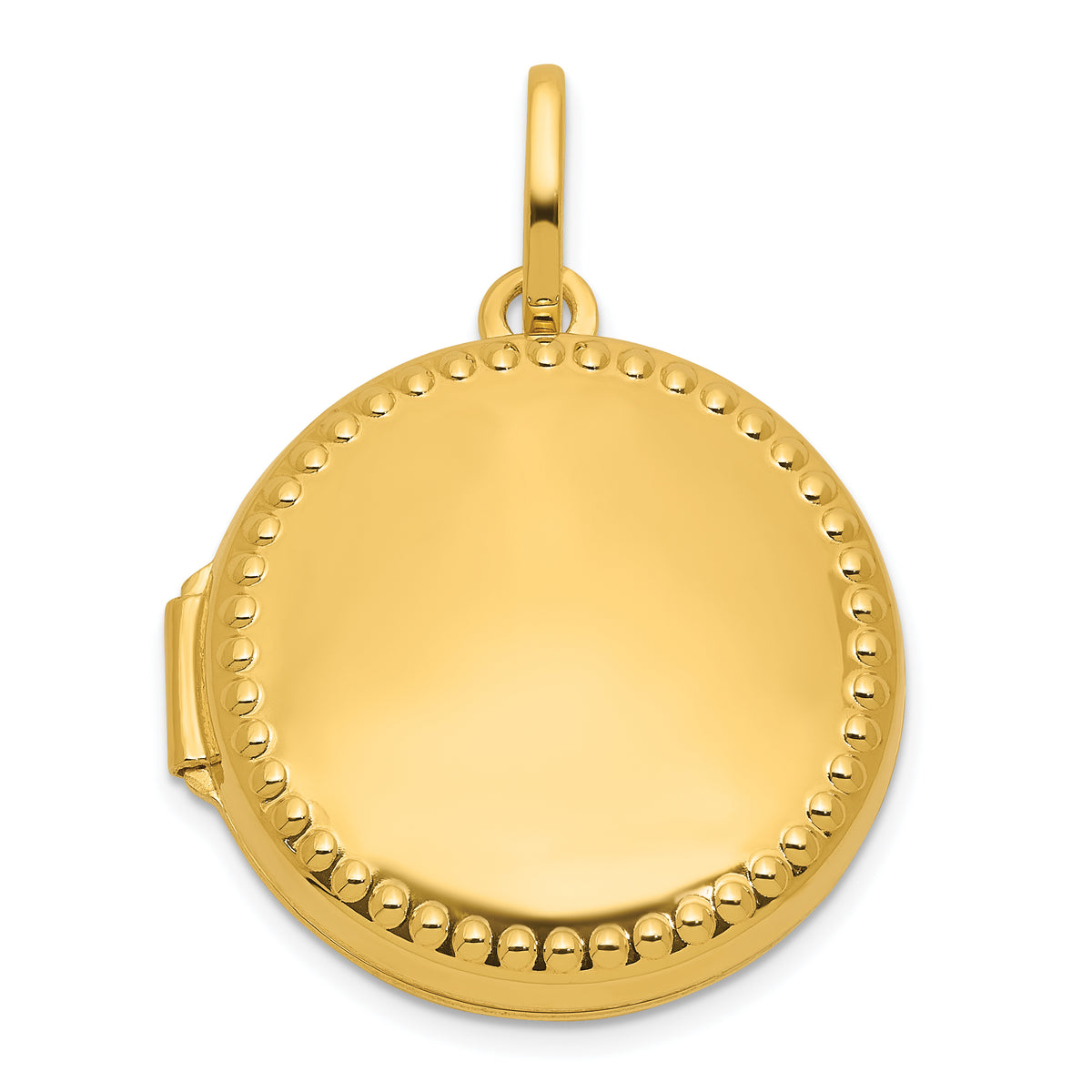 14k Polished with Beaded Border 20mm Round Locket