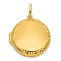 14k Polished with Beaded Border 20mm Round Locket