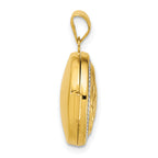 14k and White Rhodium Beaded Border Polished Celtic Knot Design 16mm Round Locket