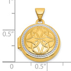 14k and White Rhodium Beaded Border Polished Celtic Knot Design 16mm Round Locket