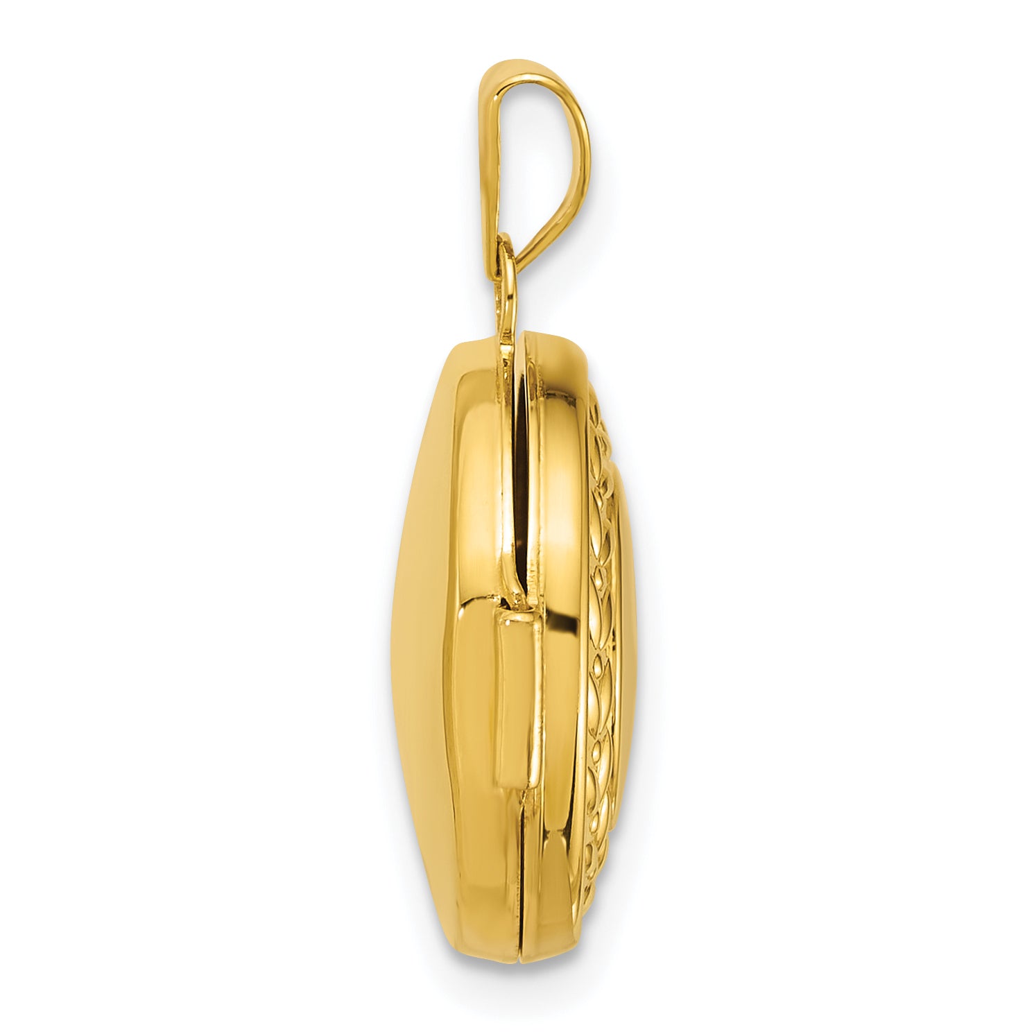 14k Polished Half Point Diamond Leaf Border 16mm Round Locket Secondary image