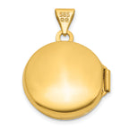 14k Polished Half Point Diamond Leaf Border 16mm Round Locket