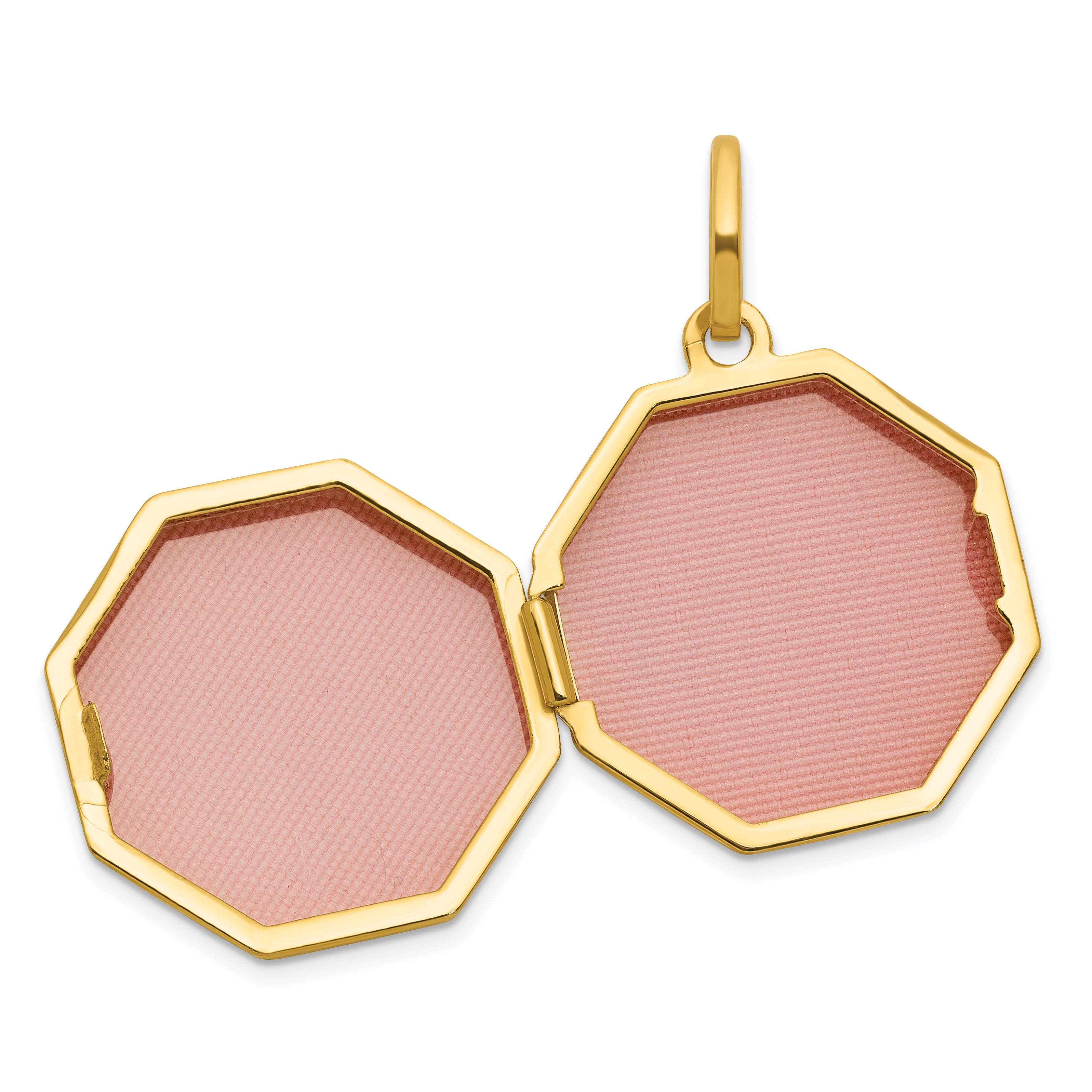 14k Half Point Diamond Polished With Star 18mm Octagon Shaped Locket
