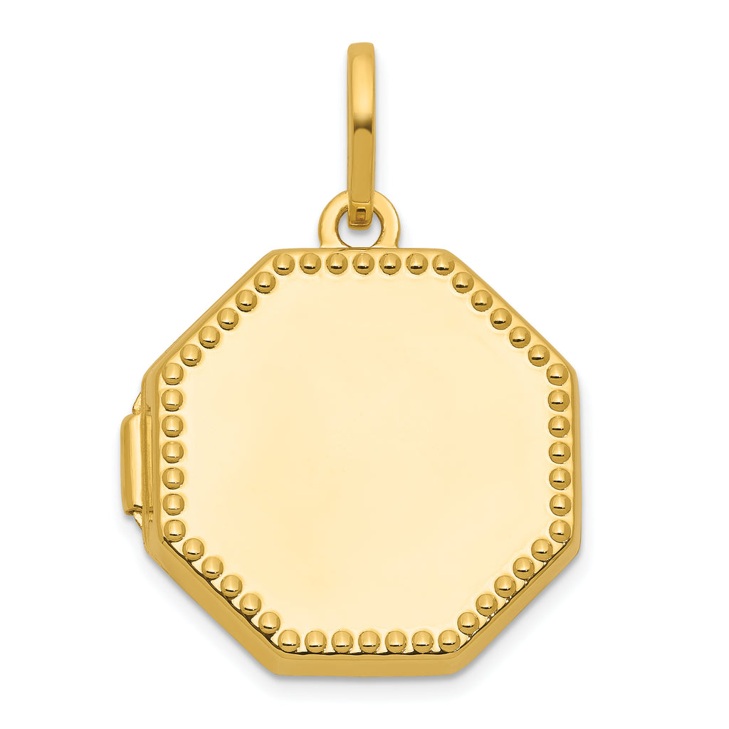 14k Polished with Beaded Border 18mm Octagon Shaped Locket