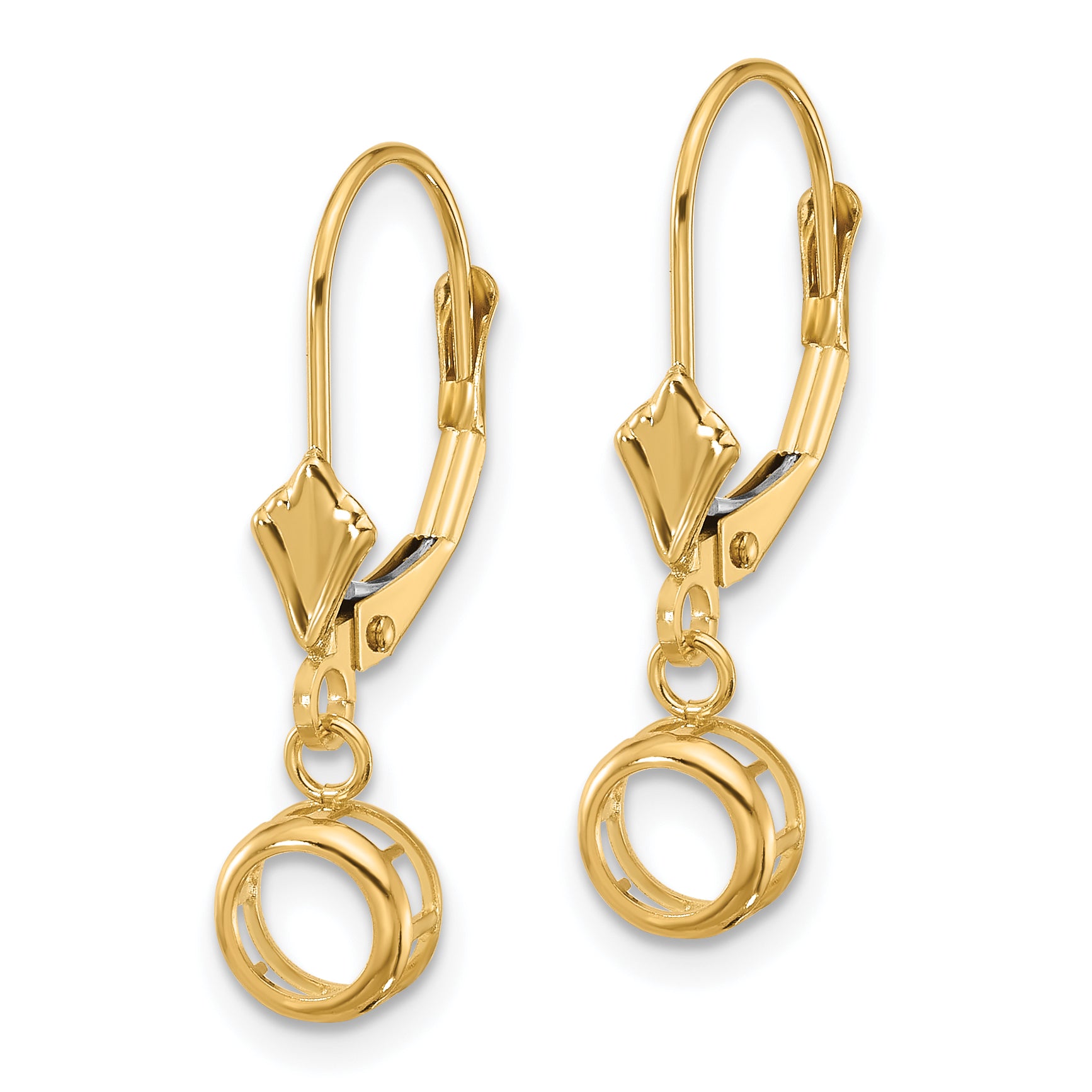 14k 5mm Round Leverback Earring Mounting (No Stone Included)s Secondary image