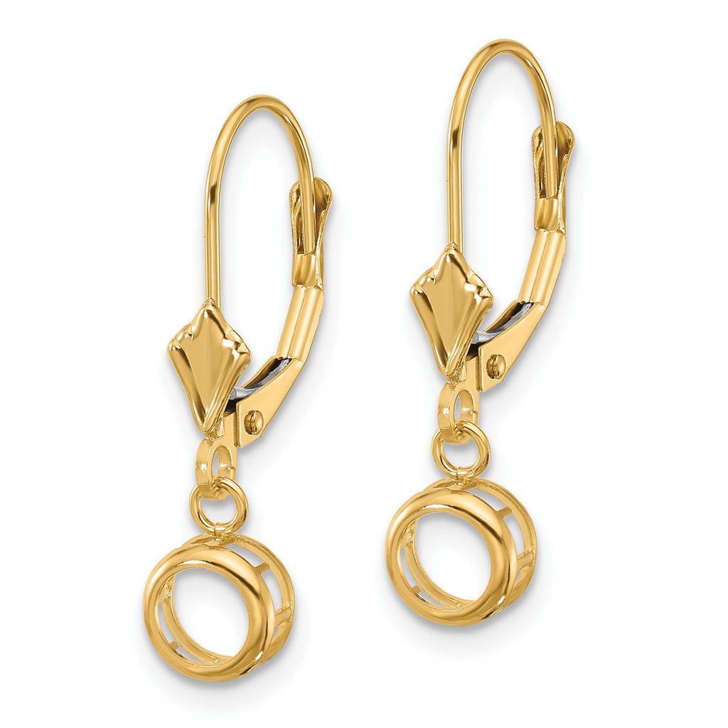 14k 5mm Round Leverback Earring Mounting (No Stone Included)s