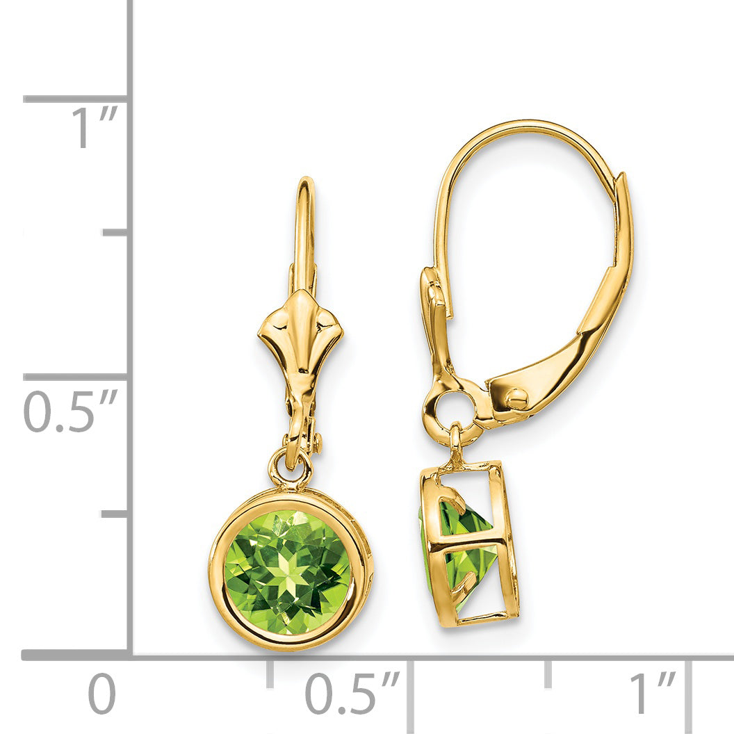 Stunning 14K Gold Peridot Leverback Earrings