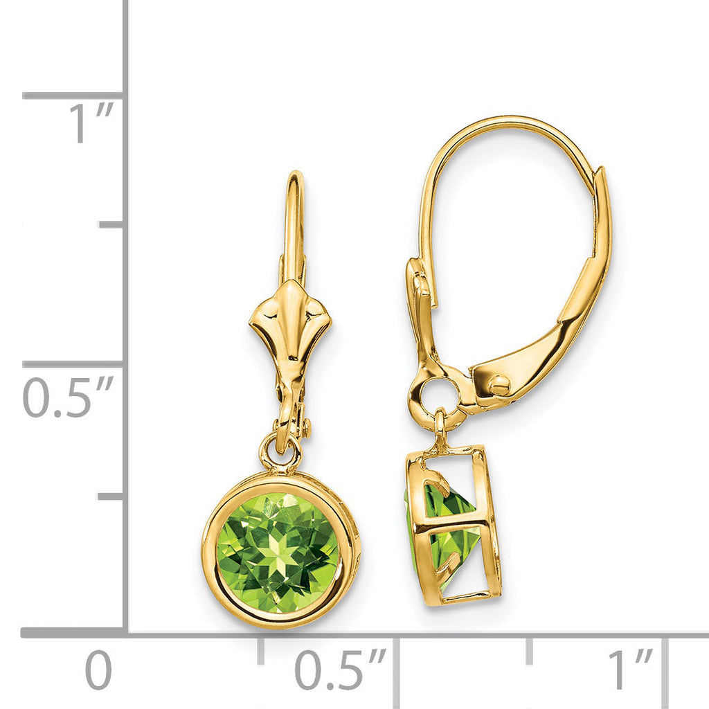 Stunning 14K Gold Peridot Leverback Earrings