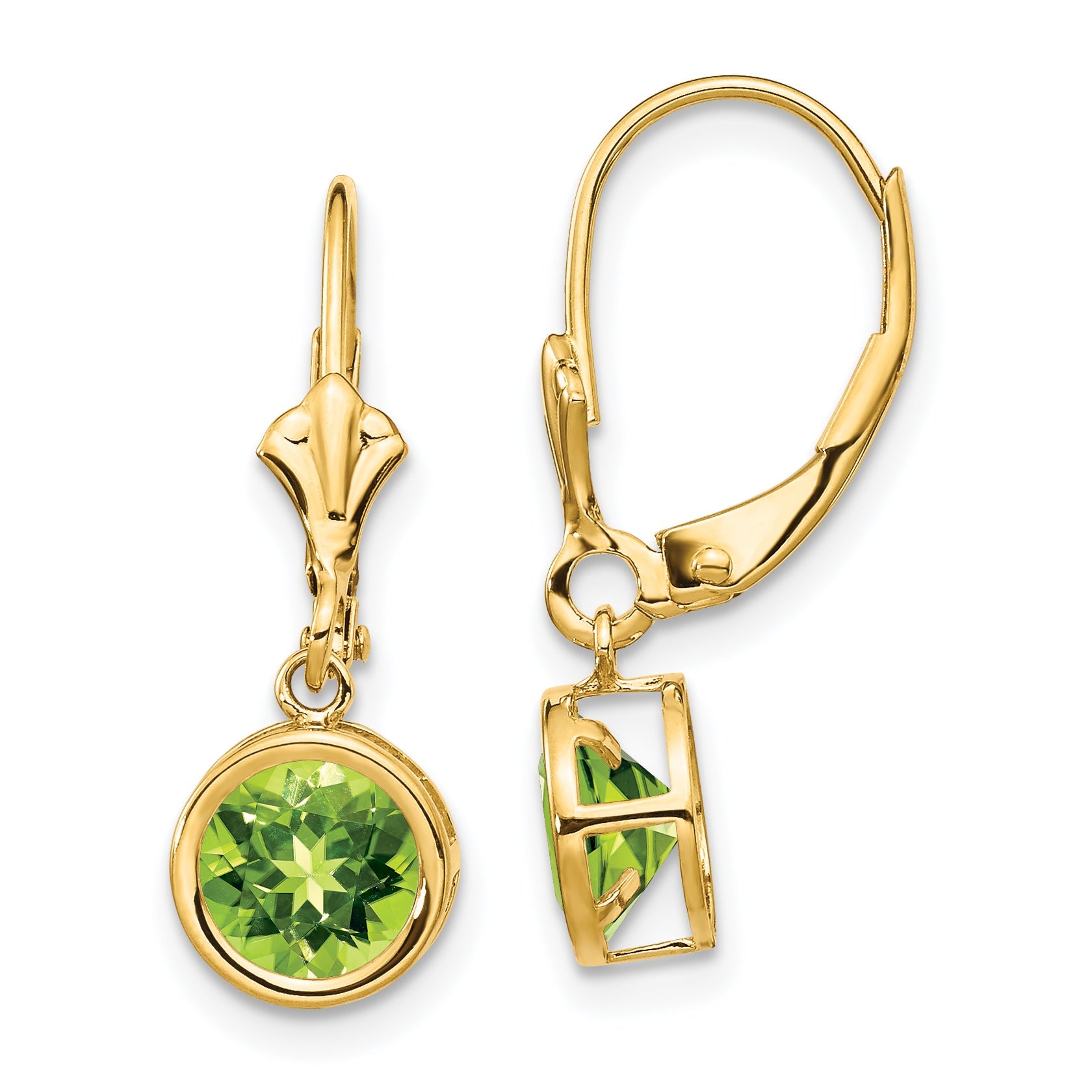 14k 6mm Peridot Leverback Earrings Main image