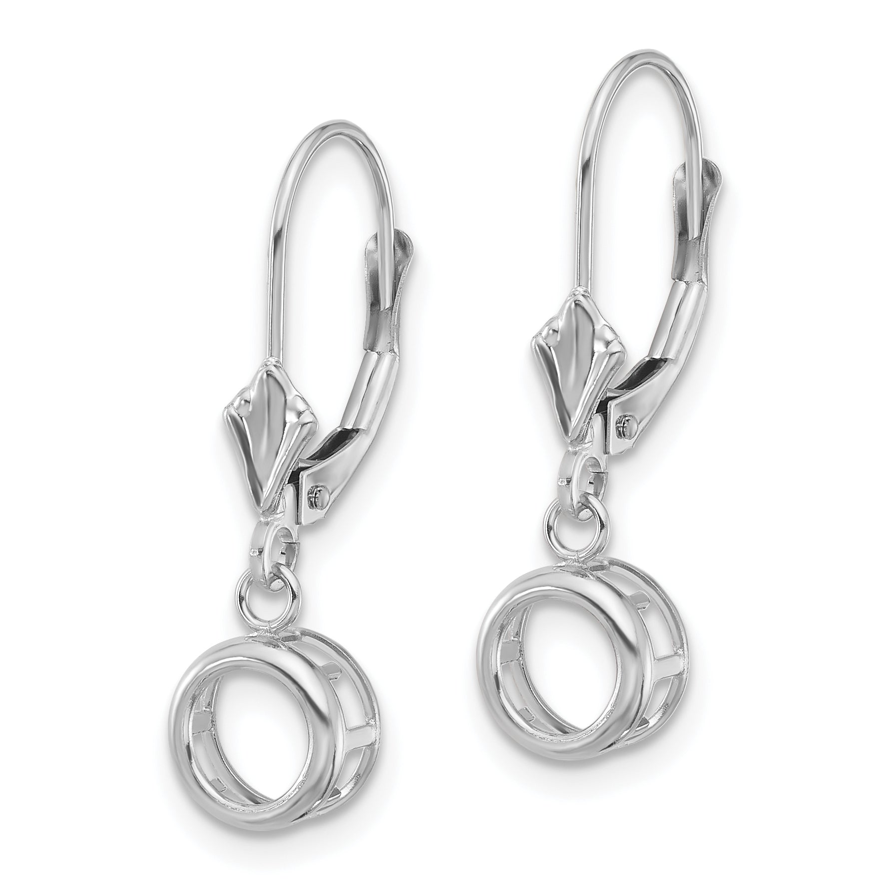 14k White Gold 6mm Round Leverback Mounting (No Stone Included)