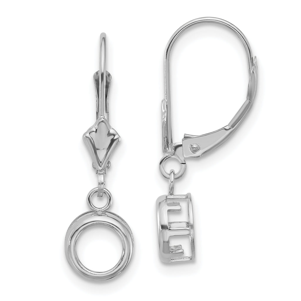 14k White Gold 6mm Round Leverback Mounting (No Stone Included)