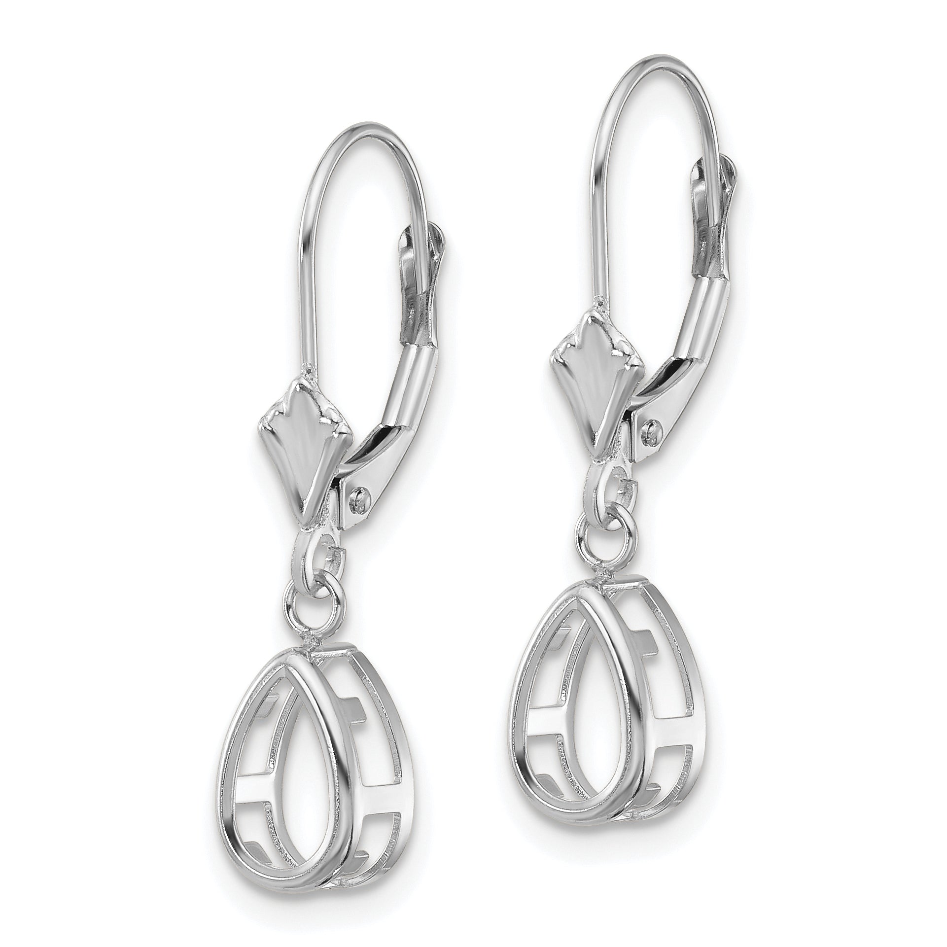 14k White Gold 8x5mm Pear Leverback Mounting (No Stone Included)s