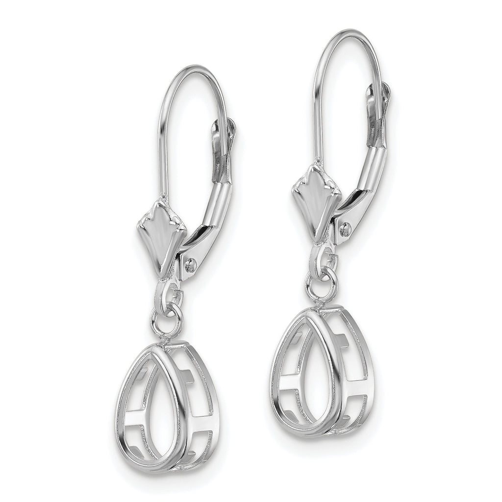 14k White Gold 8x5mm Pear Leverback Mounting (No Stone Included)s