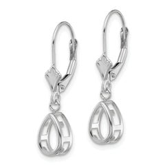 14k White Gold 8x5mm Pear Leverback Mounting (No Stone Included)s