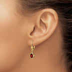 Oval Garnet Leverback Earrings in 14K Yellow Gold, 7x5mm - Sophia Jewelers