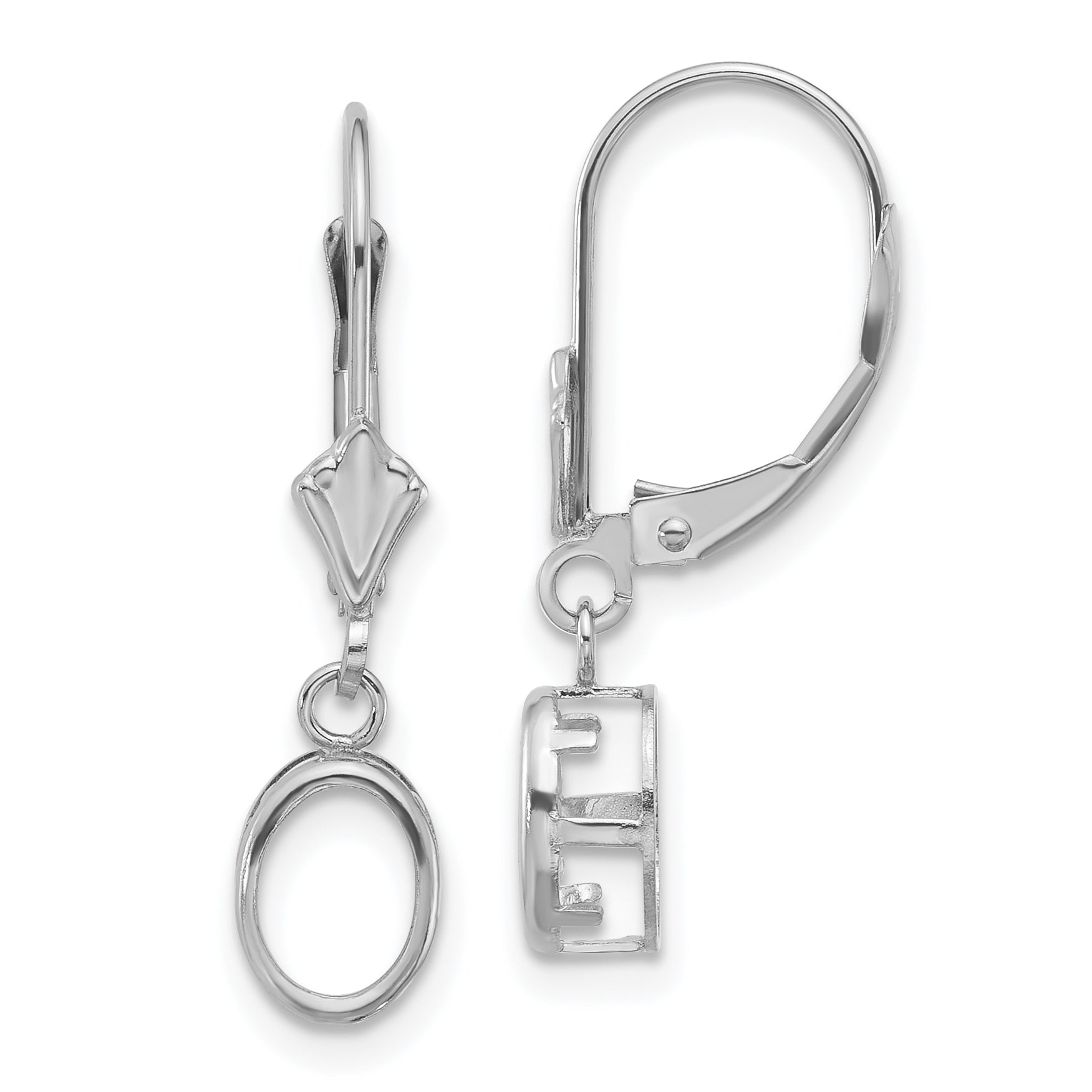 14k White Gold 7x5 Oval Leverback Mounting (No Stone Included) Main image