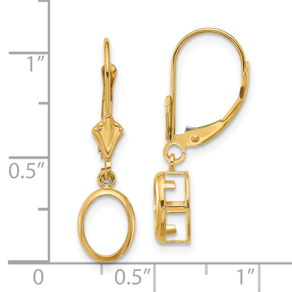 14k 8x6 Oval Leverback Earring Mounting (No Stone Included)