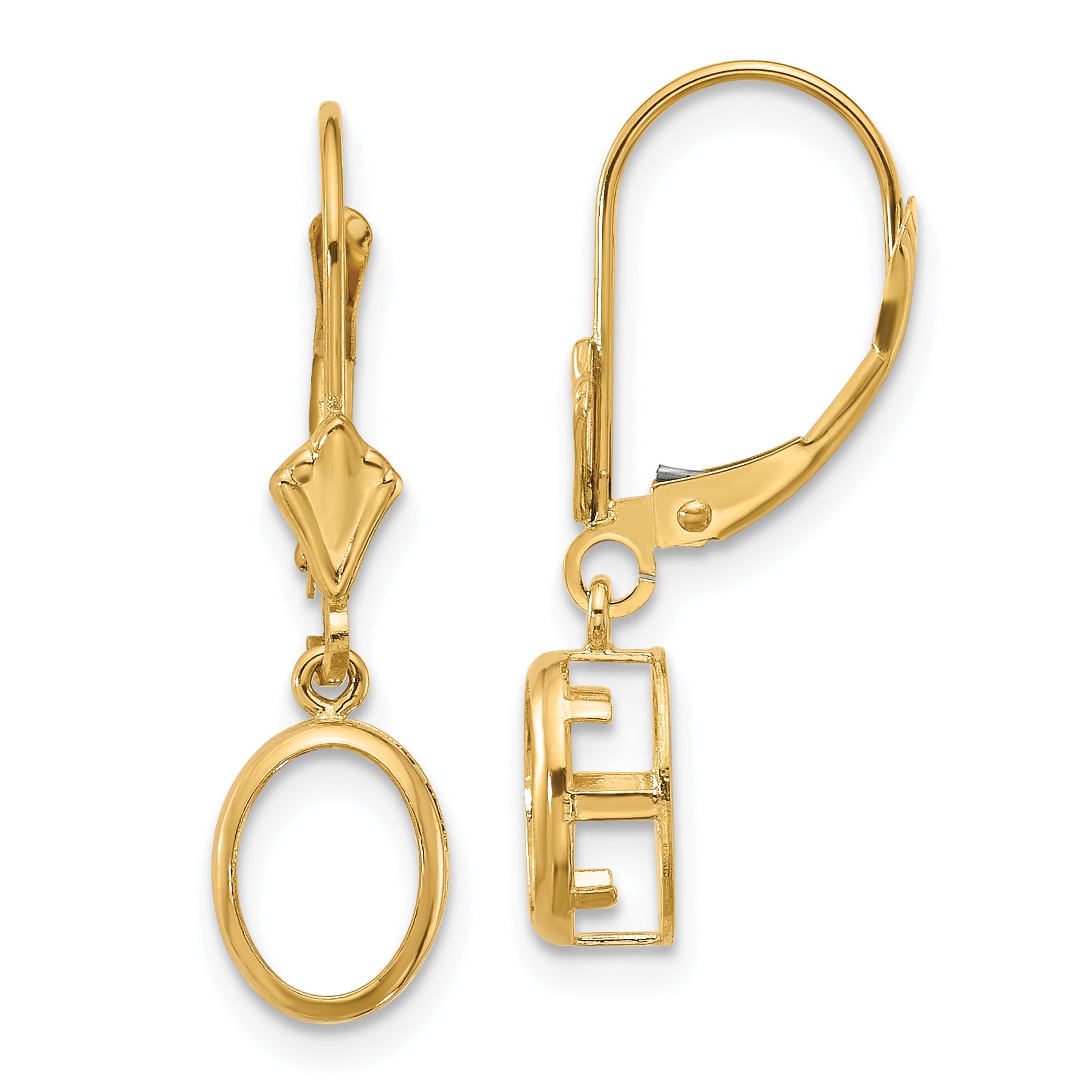 14k 8x6 Oval Leverback Earring Mounting (No Stone Included) Main image