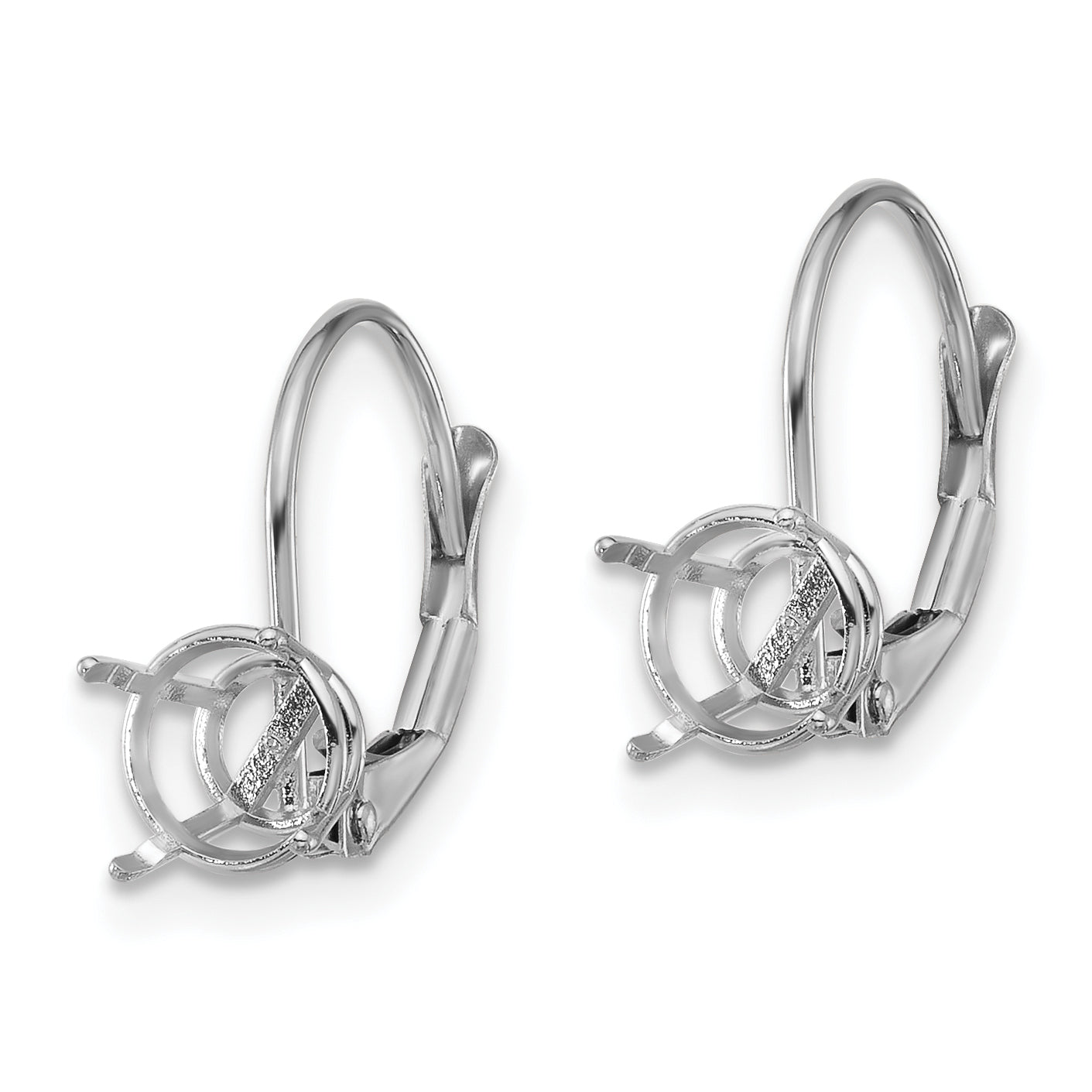 14k White Gold 6mm Round Leverback Mounting (No Stone Included)