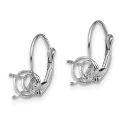 14k White Gold 6mm Round Leverback Mounting (No Stone Included)