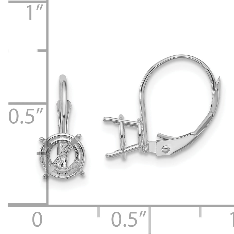 14k White Gold 6mm Round Leverback Mounting (No Stone Included)