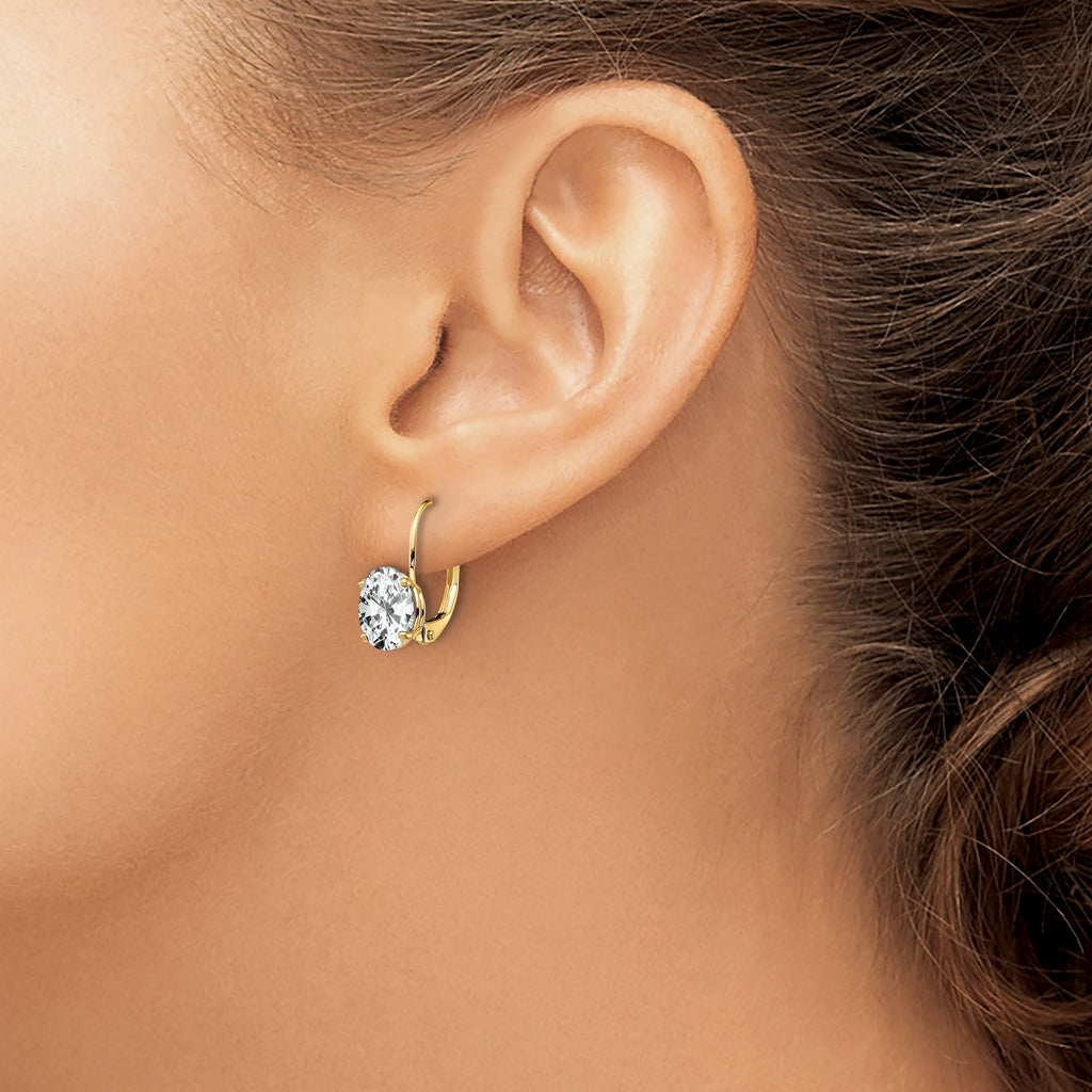 14k 8x6 Oval Leverback Earring Mounting (No Stone Included)