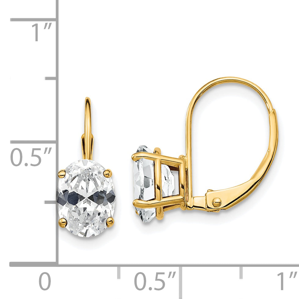 14k 8x6 Oval Leverback Earring Mounting (No Stone Included)